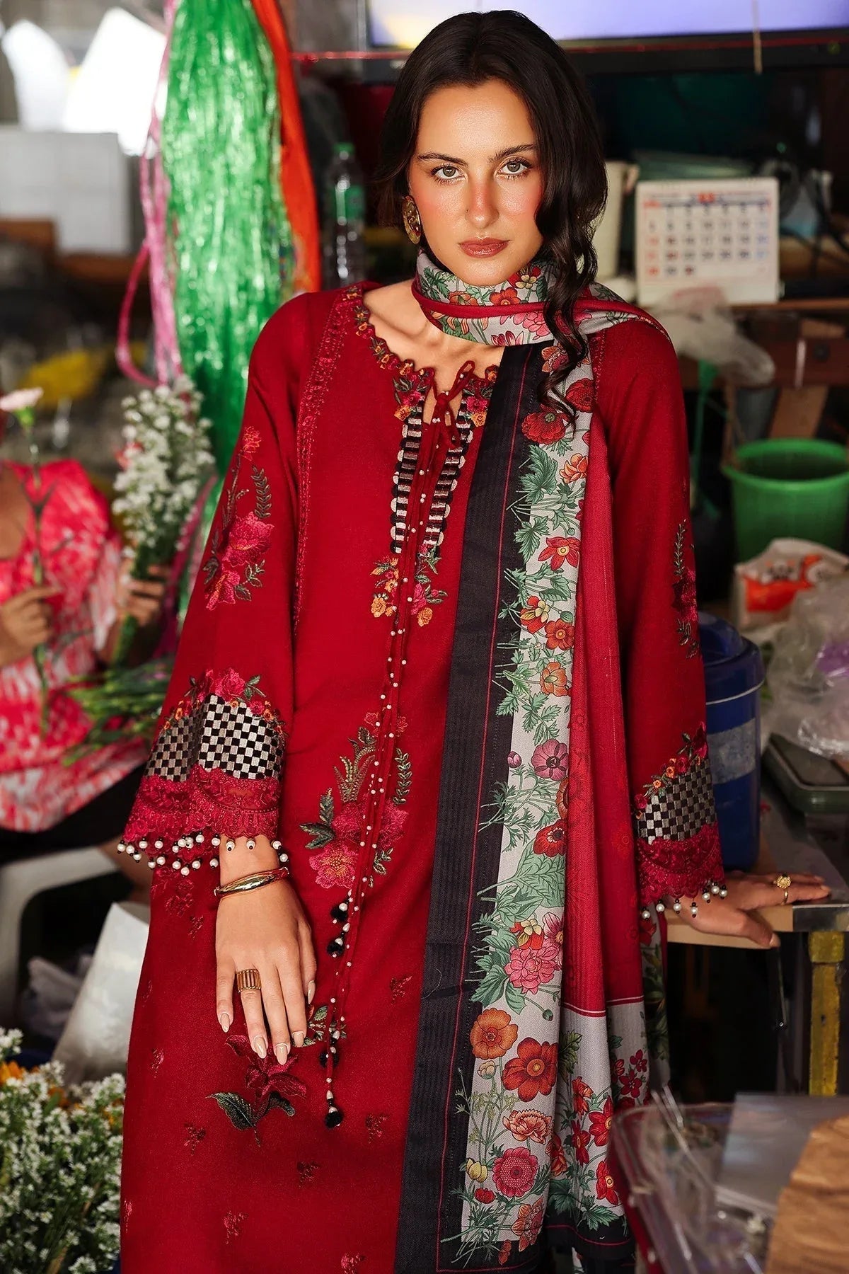 Charizma | Poshima Winters 25 | 3-pc Unstitched Wool Shawl Collection PSW5-08 - Aqsa Fabrics