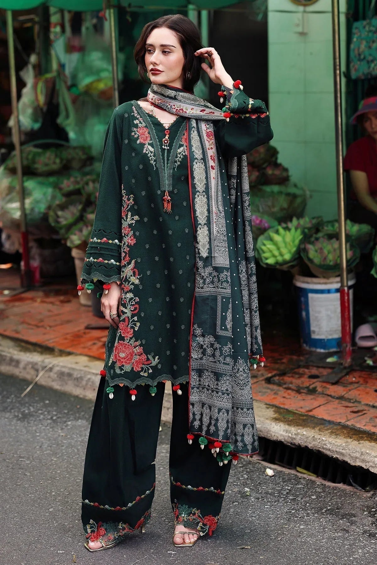 Charizma | Poshima Winters 25 |3-pc Unstitched Wool Shawl Collection PSW5-04 - Aqsa Fabrics