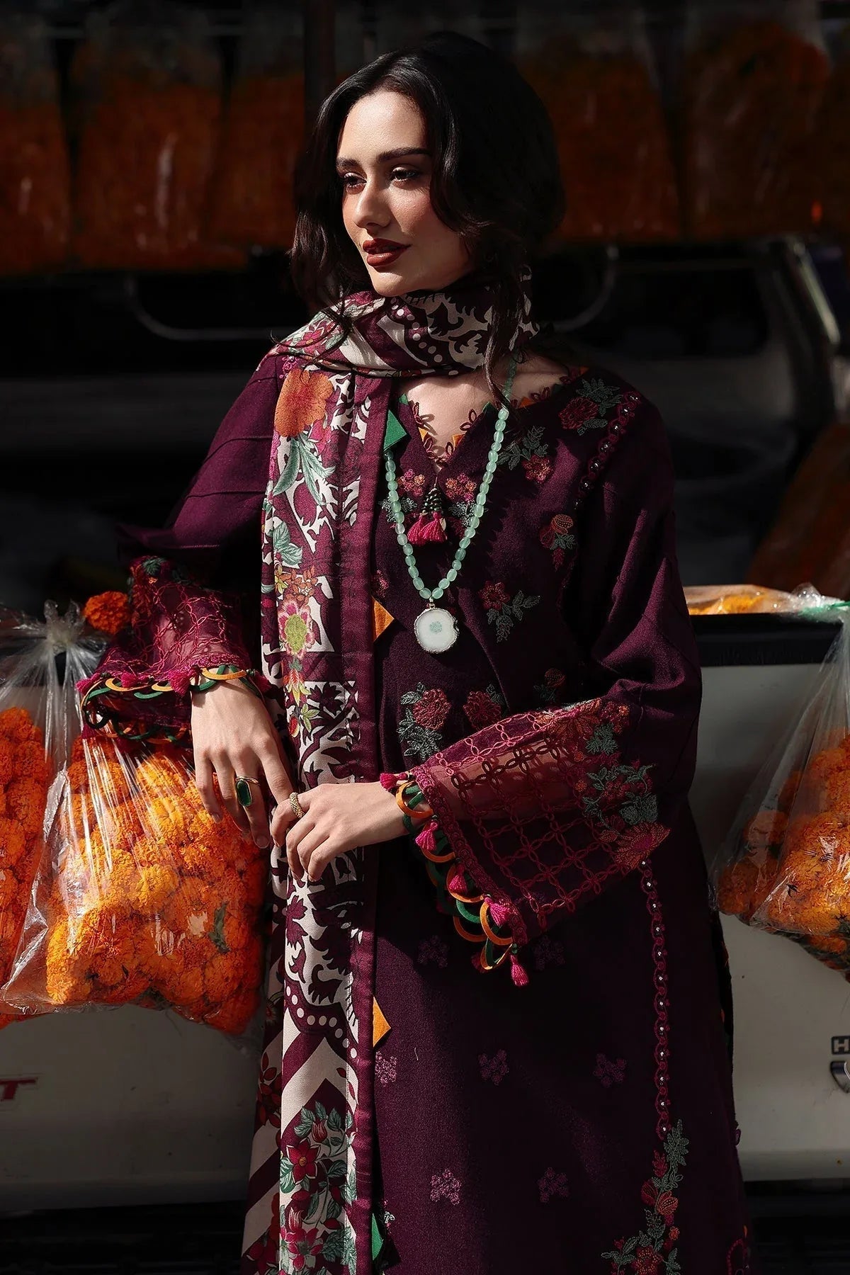 Charizma | Poshima Winters 25 | 3-pc Unstitched Wool Shawl Collection PSW5-02 - Aqsa Fabrics