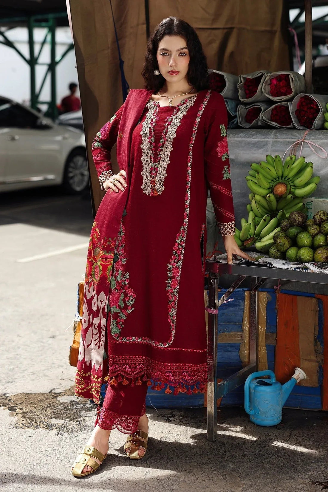 Charizma | Poshima Winters 25 | 3-pc Unstitched Wool Shawl Collection PSW5-01 - Aqsa Fabrics