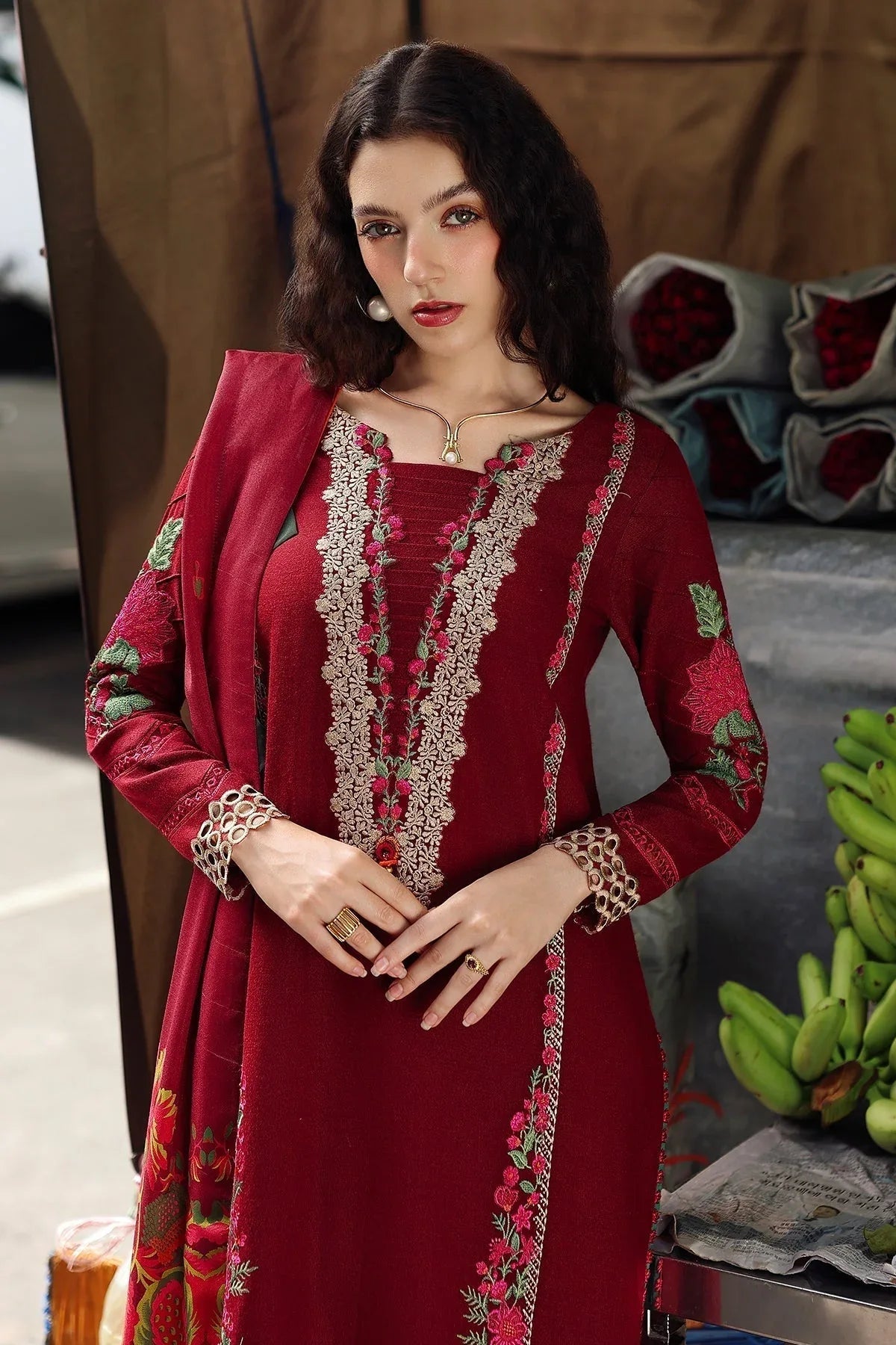 Charizma | Poshima Winters 25 | 3-pc Unstitched Wool Shawl Collection PSW5-01 - Aqsa Fabrics