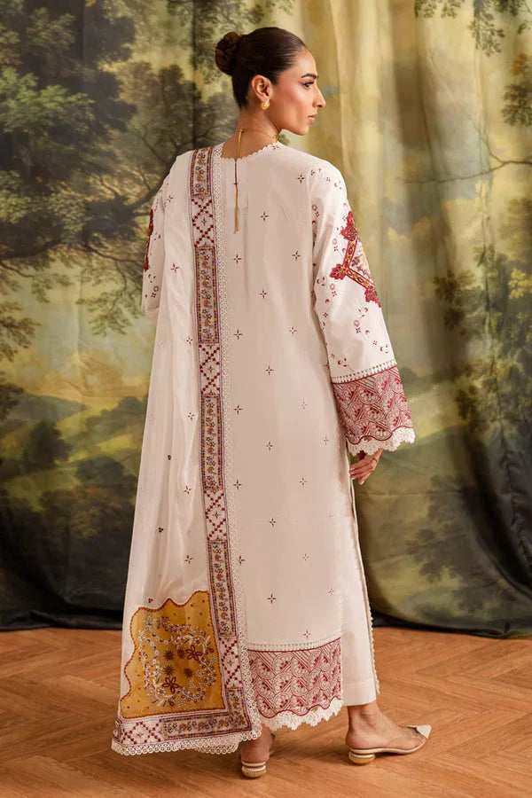 Marjjan | Guzel Lawn | SMC 207-A (White) - Aqsa Fabrics