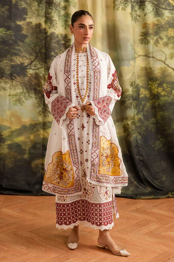 Marjjan | Guzel Lawn | SMC 207-A (White) - Aqsa Fabrics