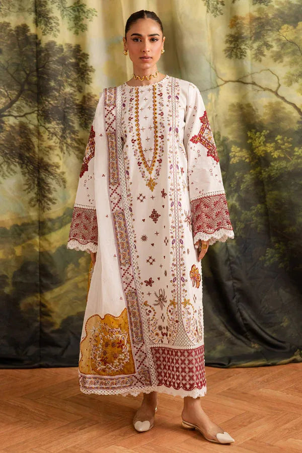 Marjjan | Guzel Lawn | SMC 207-A (White) - Aqsa Fabrics