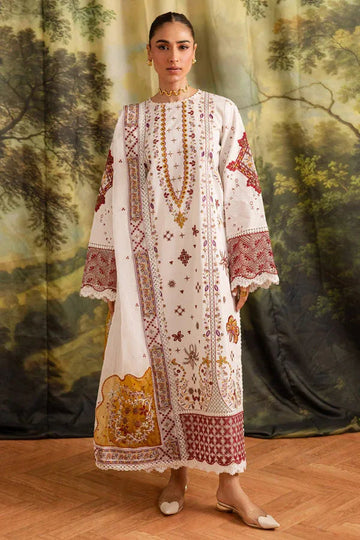 Marjjan | Guzel Lawn | SMC 207-A (White) - Aqsa Fabrics
