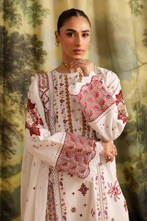 Marjjan | Guzel Lawn | SMC 207-A (White) - Aqsa Fabrics