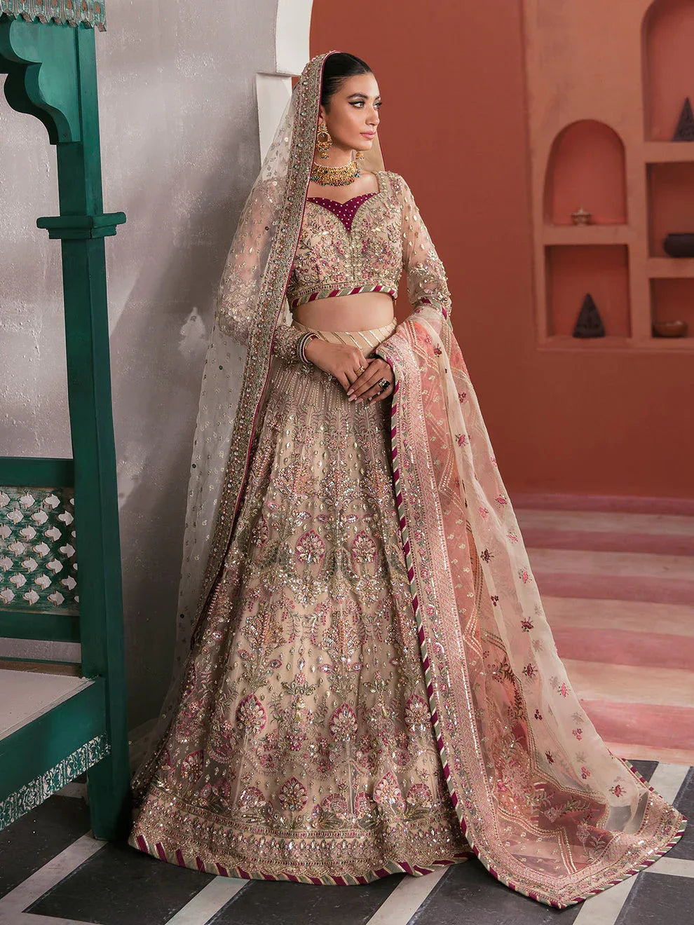 Gulaal | Wedding Formals | ANSHAH GL-WS-22V1-28 (IVORY WHITE LEHNGA CHOLI) - Aqsa Fabrics