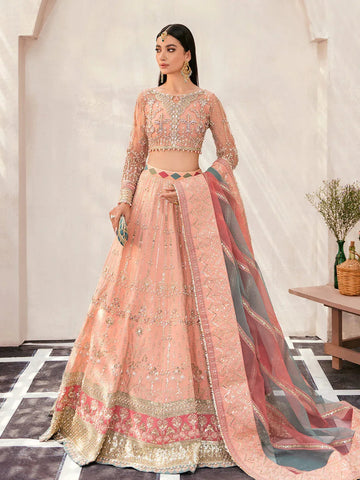 Gulaal | Wedding Formals | AFREEN GL-WS-22V1-29 (PEACH LEHNGA CHOLI) - Aqsa Fabrics