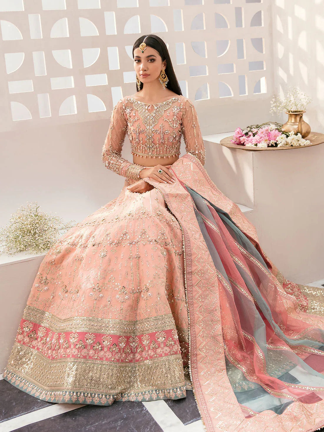 Gulaal | Wedding Formals | AFREEN GL-WS-22V1-29 (PEACH LEHNGA CHOLI) - Aqsa Fabrics