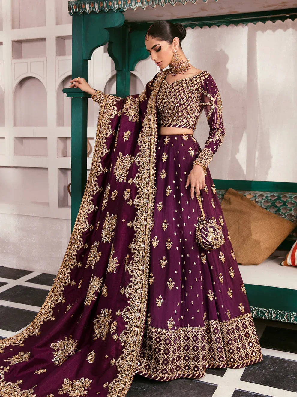 Gulaal | Wedding Formals | SHAZMINAH GL-WS-22V1-31 (LEHNGA AND CHOLI) - Aqsa Fabrics