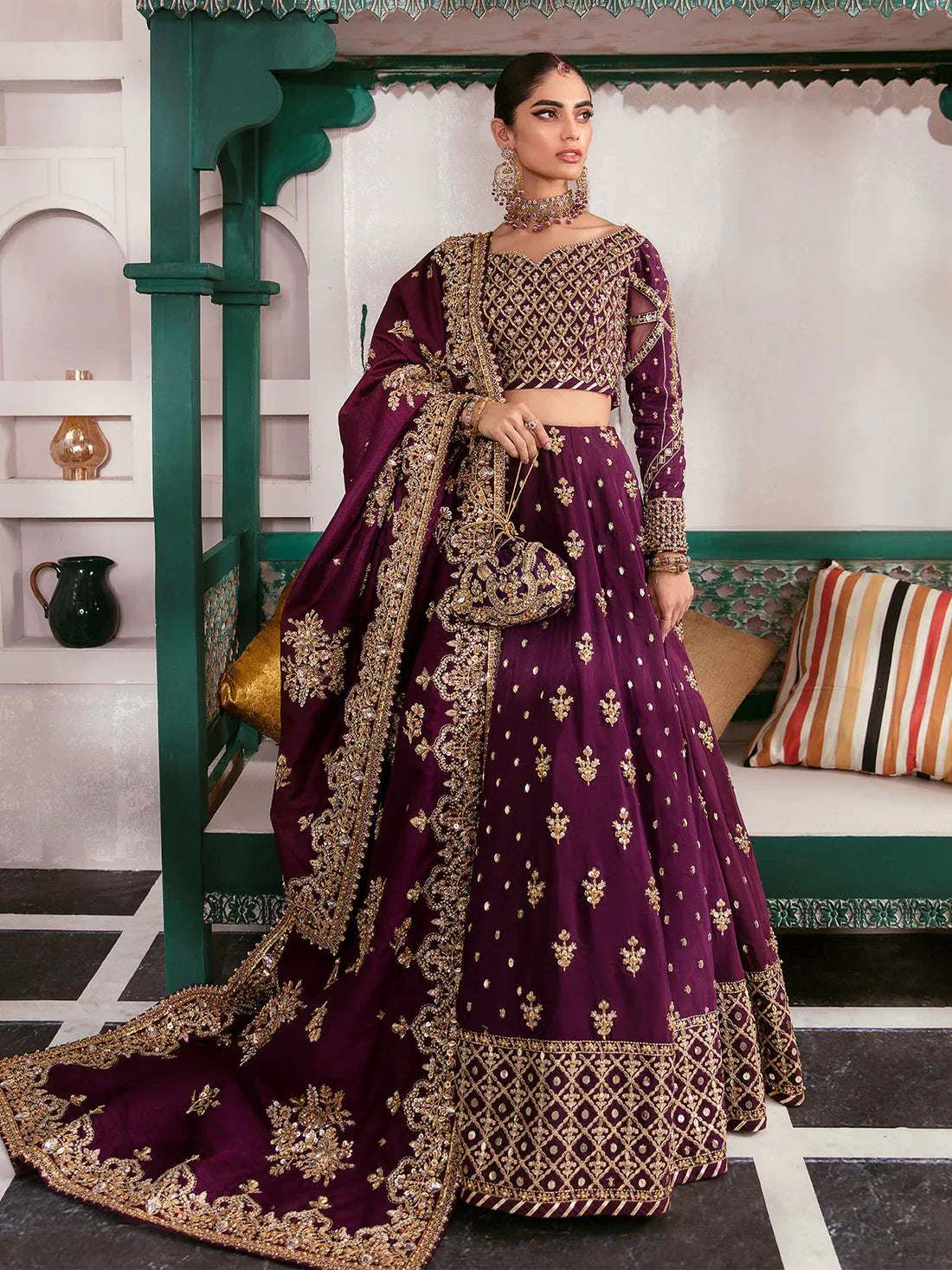 Gulaal | Wedding Formals | SHAZMINAH GL-WS-22V1-31 (LEHNGA AND CHOLI) - Aqsa Fabrics