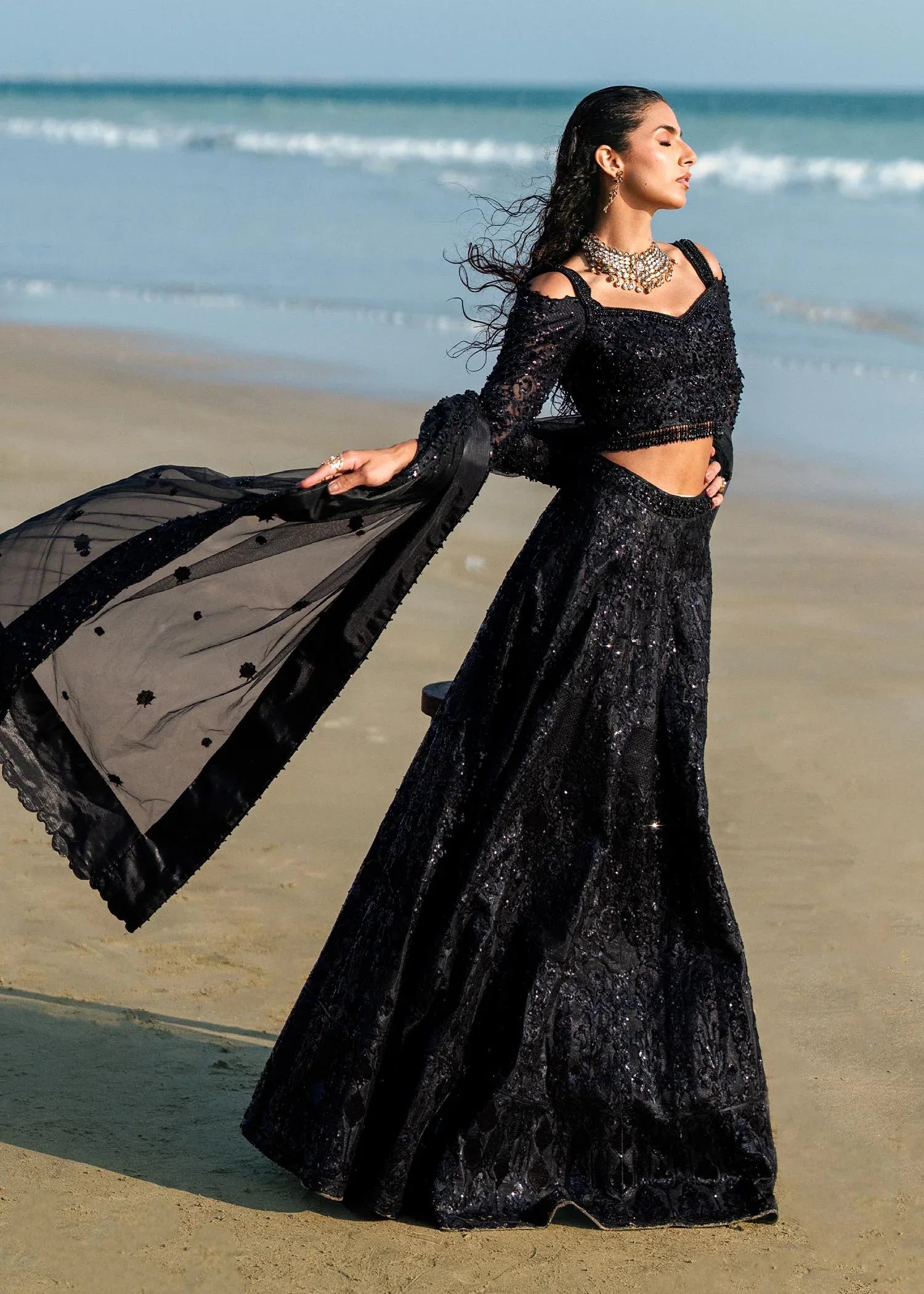 Waqas Shah | Amariage Luxury Formals | Black Musk - Aqsa Fabrics