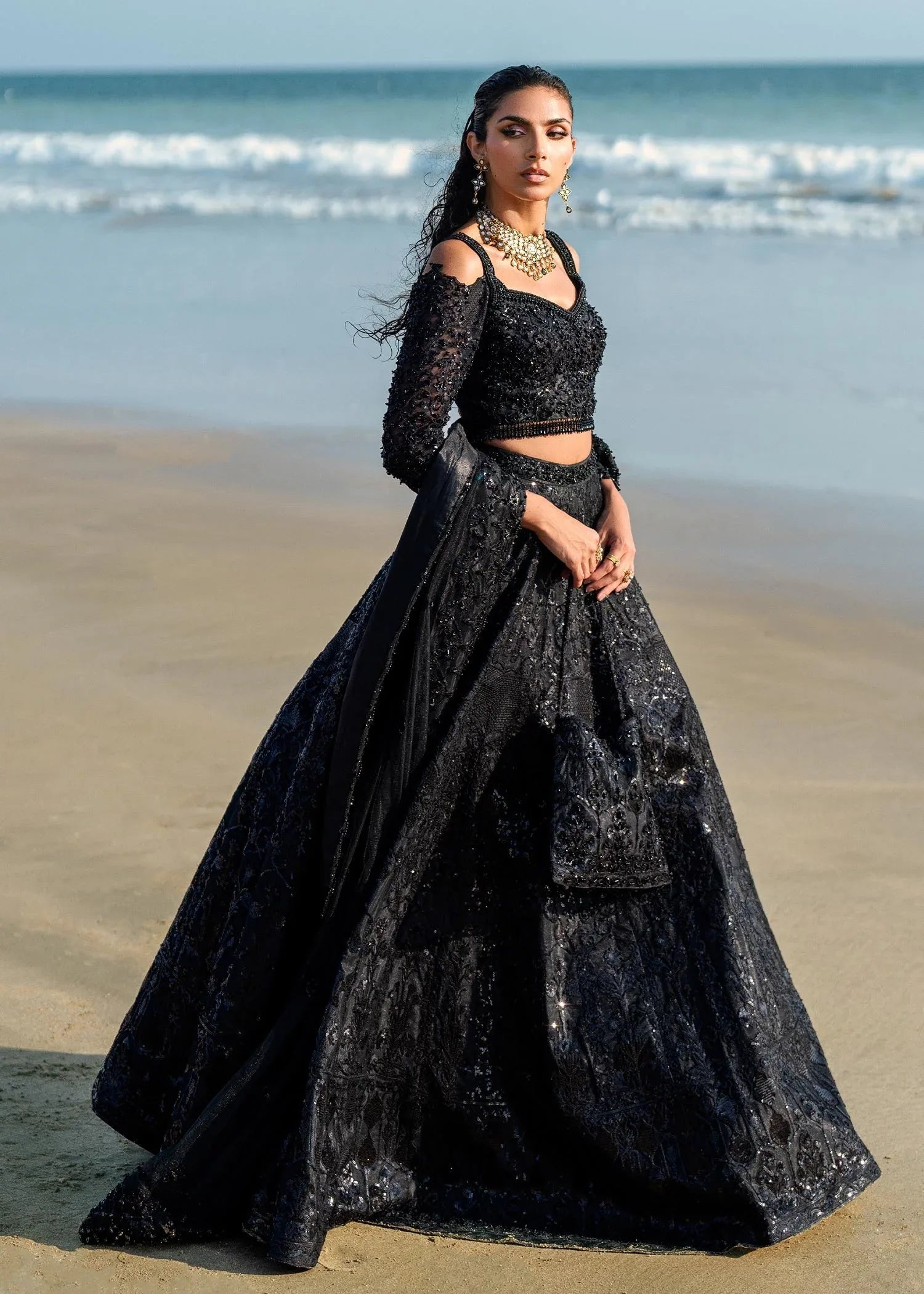 Waqas Shah | Amariage Luxury Formals | Black Musk - Aqsa Fabrics