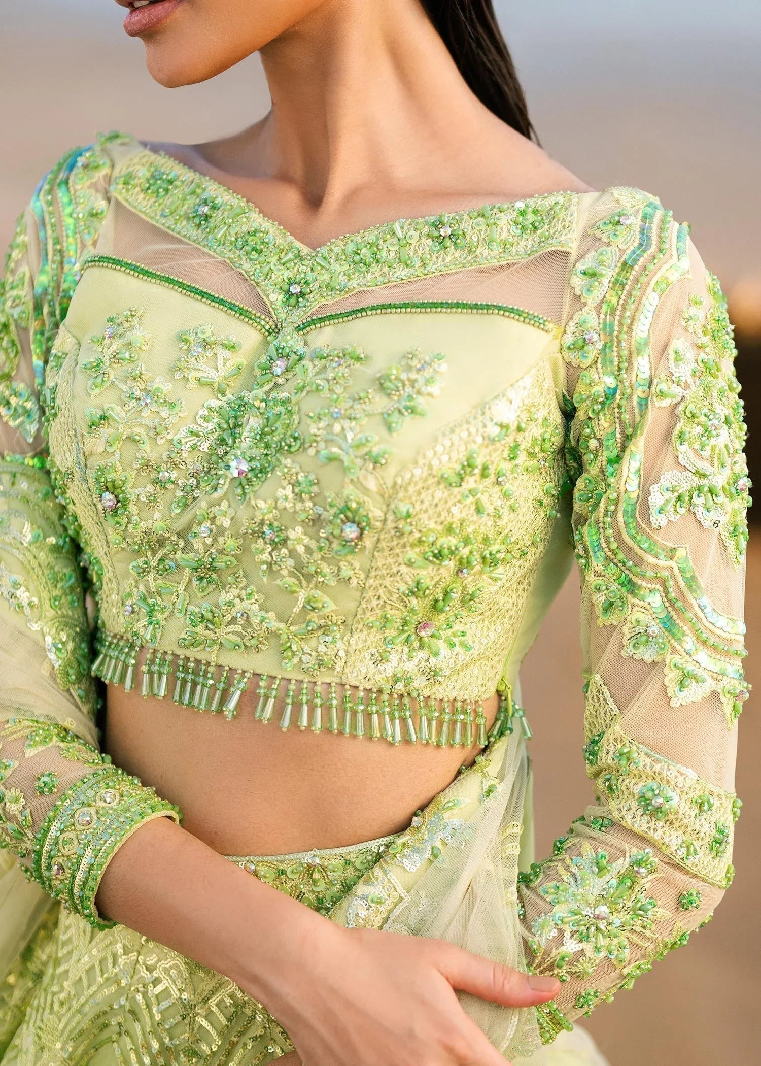 Waqas Shah | Amariage Luxury Formals | Mint Bloom - Aqsa Fabrics