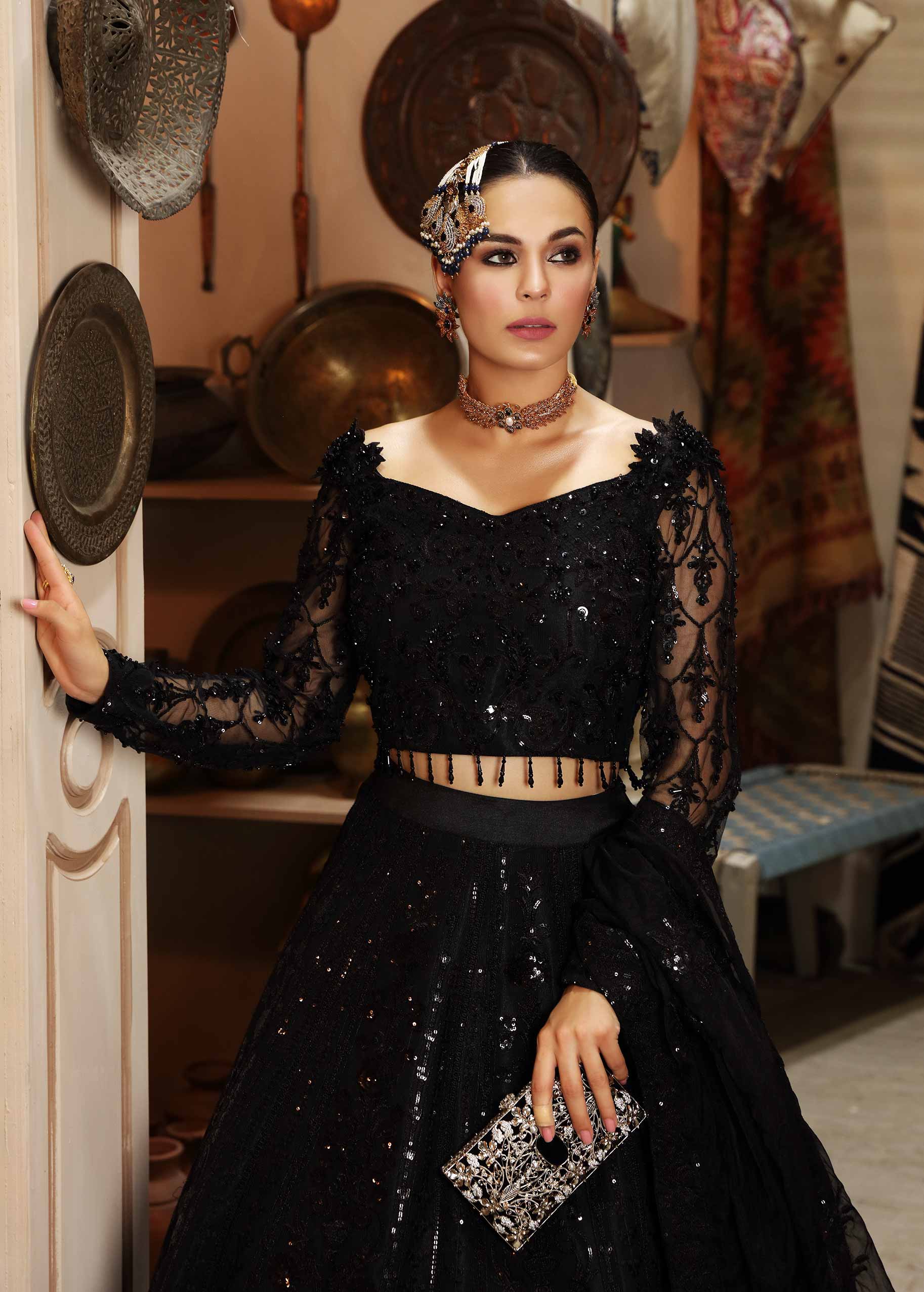 Waqas Shah | Ishq Naama | Black Blossom - Aqsa Fabrics