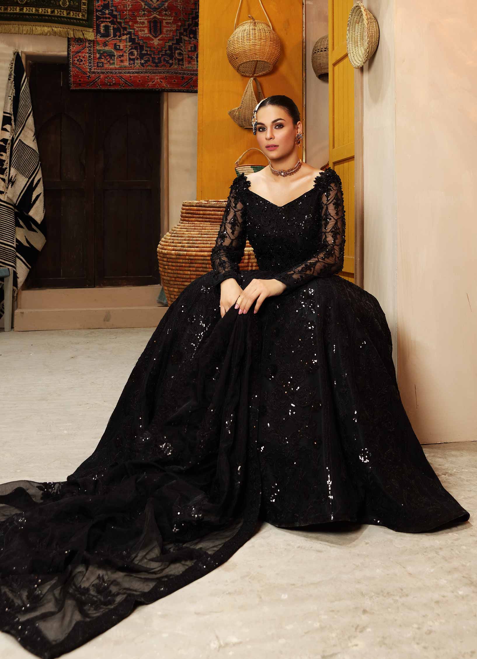 Waqas Shah | Ishq Naama | Black Blossom - Aqsa Fabrics