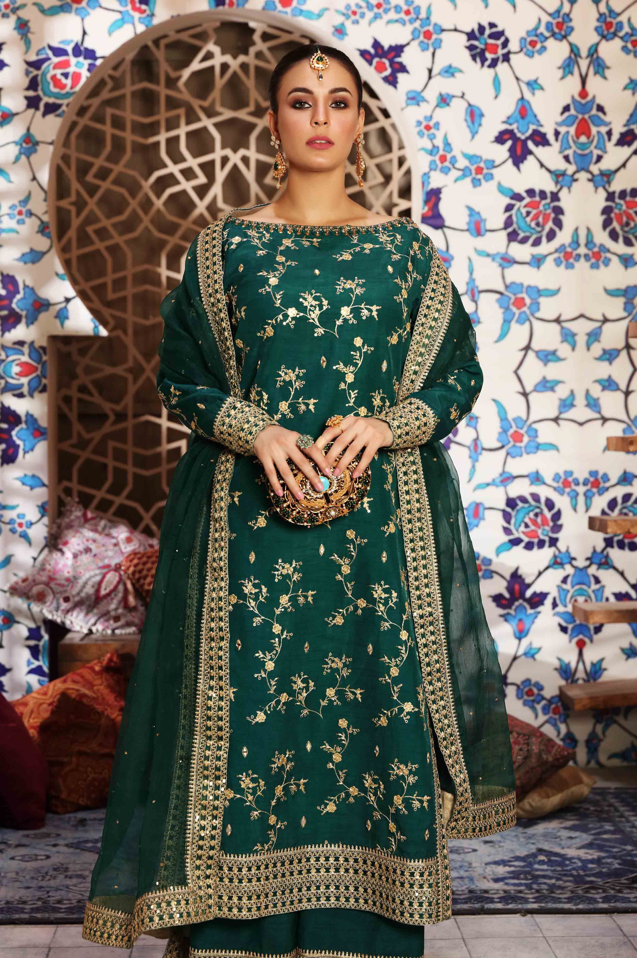 Waqas Shah | Ishq Naama | GREEN ROSE - Aqsa Fabrics
