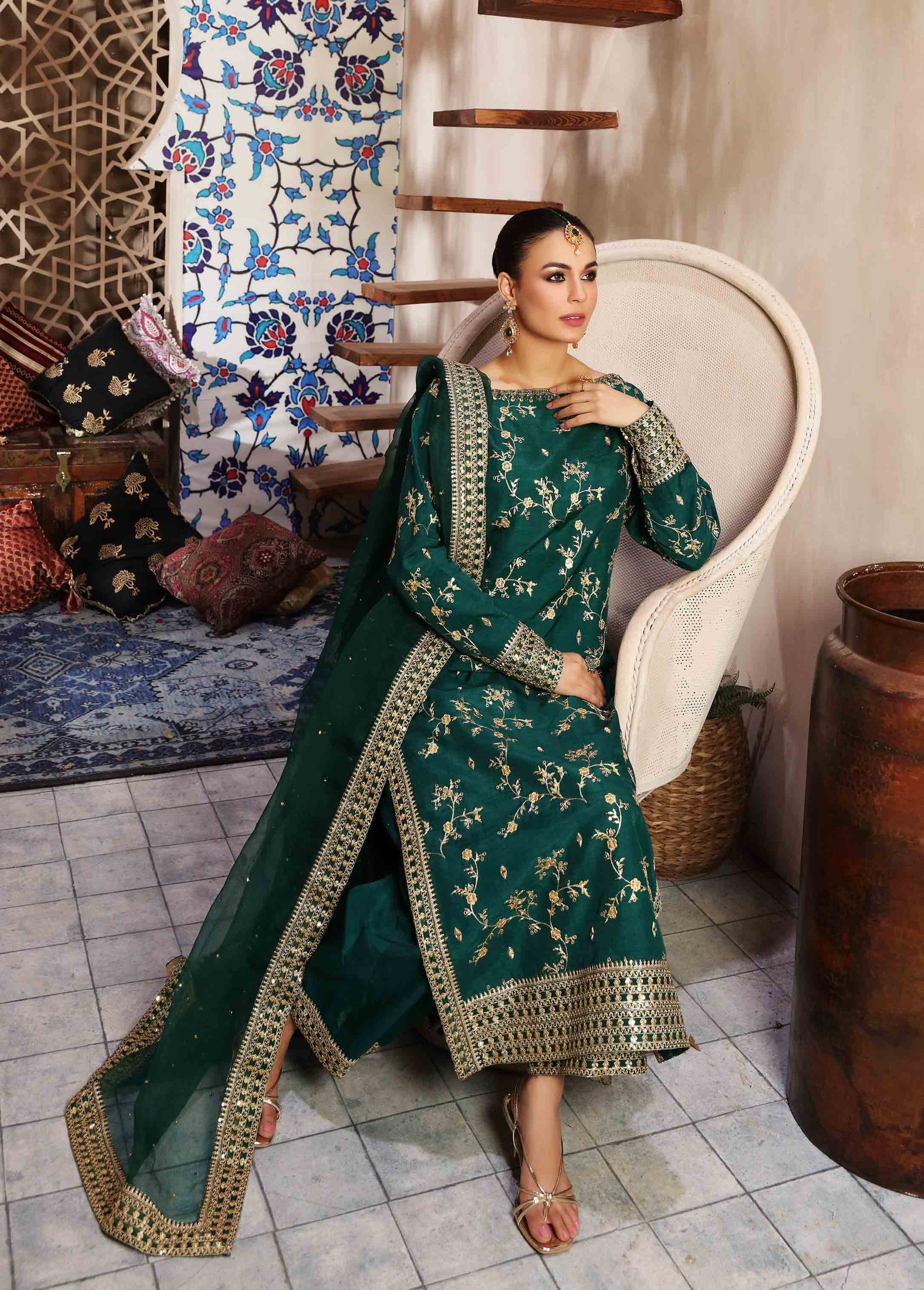 Waqas Shah | Ishq Naama | GREEN ROSE - Aqsa Fabrics