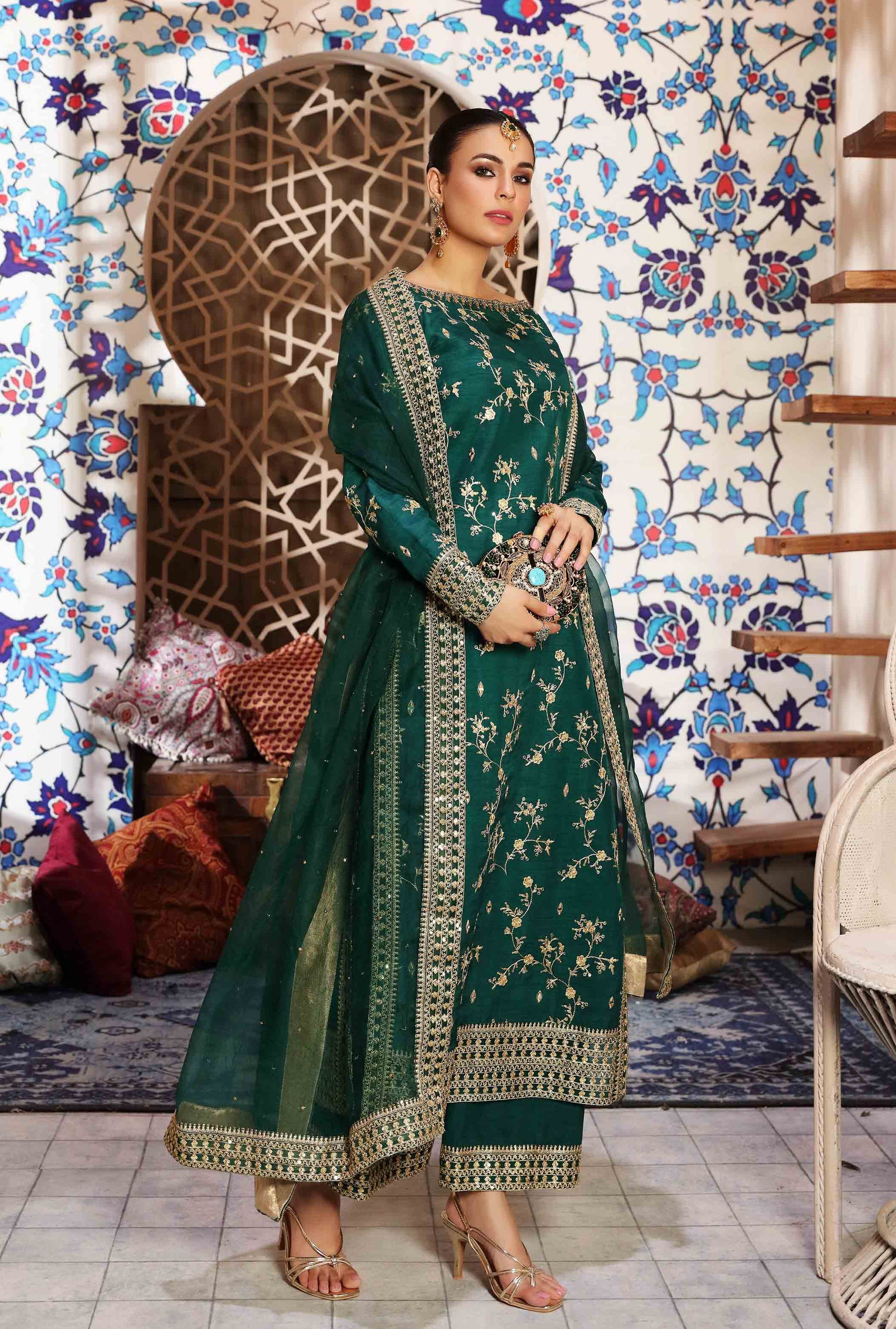 Waqas Shah | Ishq Naama | GREEN ROSE - Aqsa Fabrics