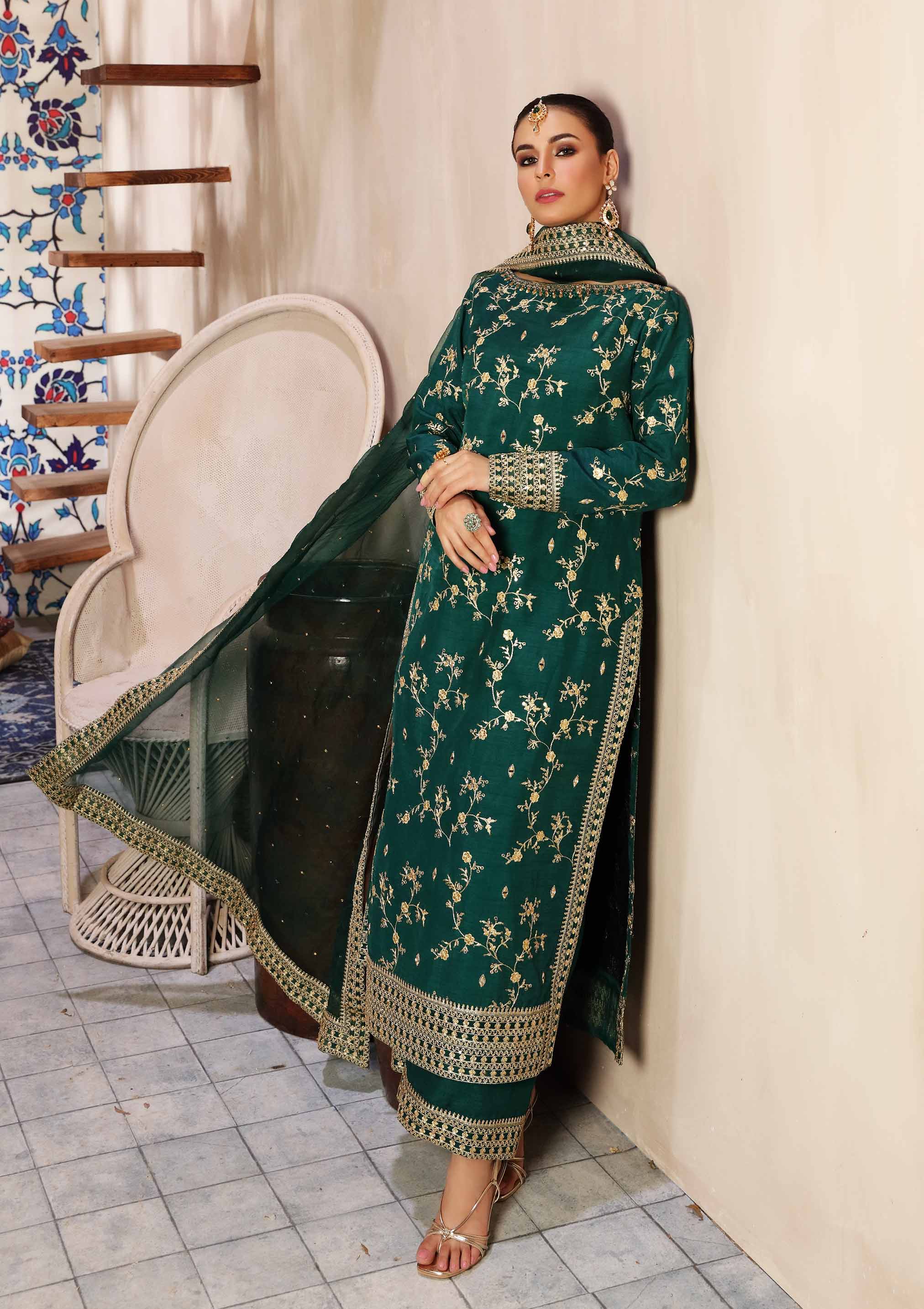 Waqas Shah | Ishq Naama | GREEN ROSE - Aqsa Fabrics
