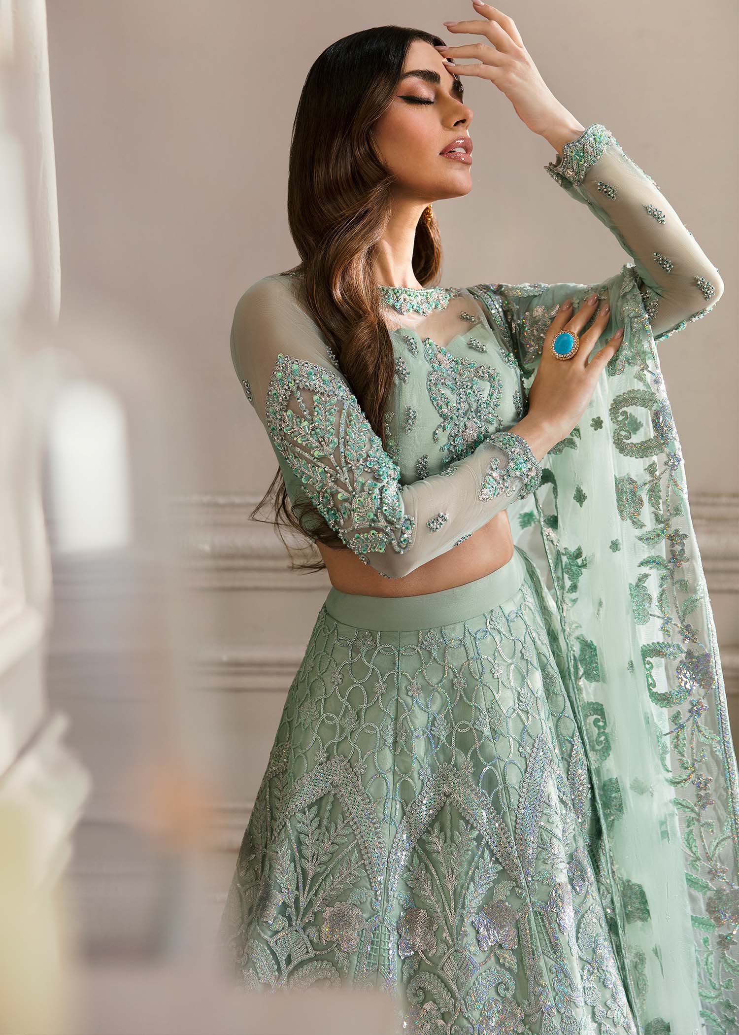 Waqas Shah | Malika - E - Elizabeth | BLUE MIST - Aqsa Fabrics
