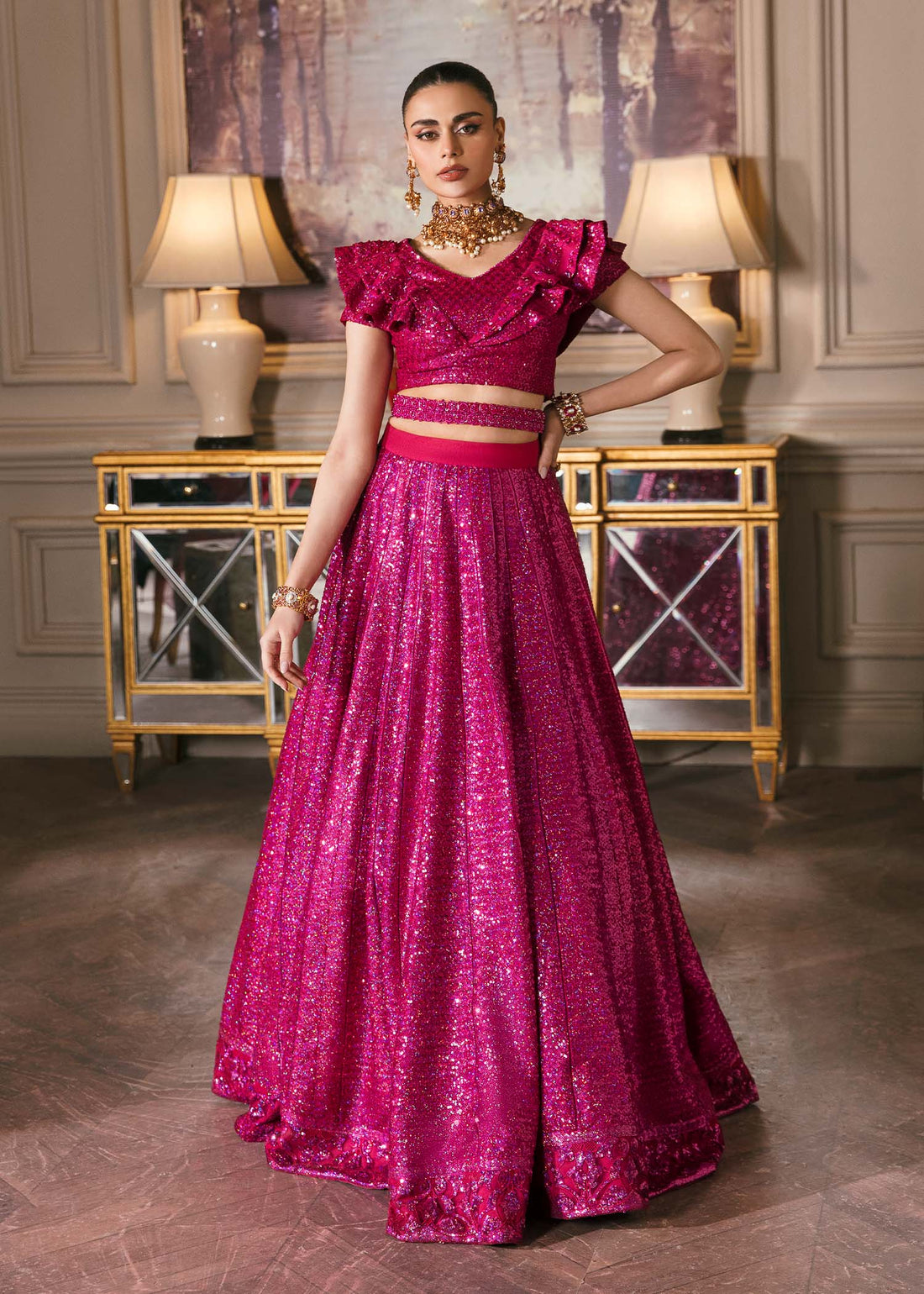 Waqas Shah | Malika - E - Elizabeth | FUCHSIA - Aqsa Fabrics