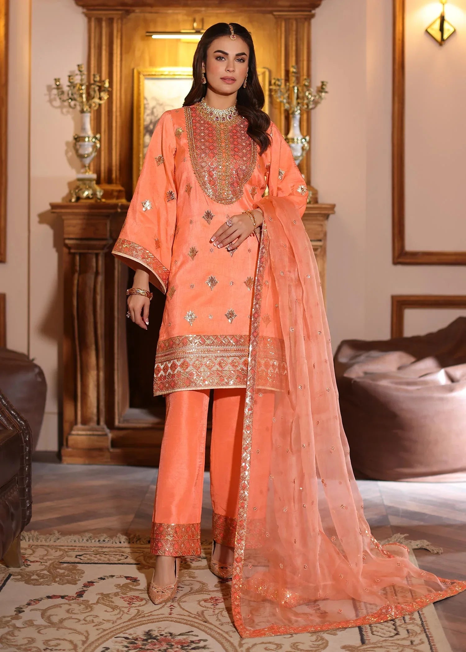 Waqas Shah | Meh-E-Nur | BLUSH - Aqsa Fabrics