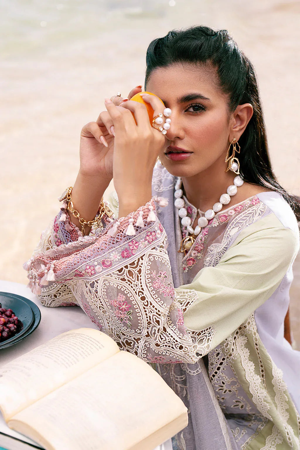 AJR Couture | Dastan Luxury Lawn 25 | Wave - Aqsa Fabrics