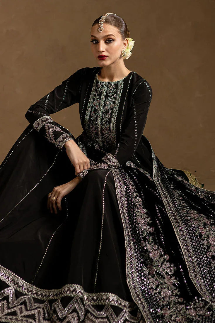 Marjjan | De Rose Velvet | MRV-14 (BLACK) - Aqsa Fabrics