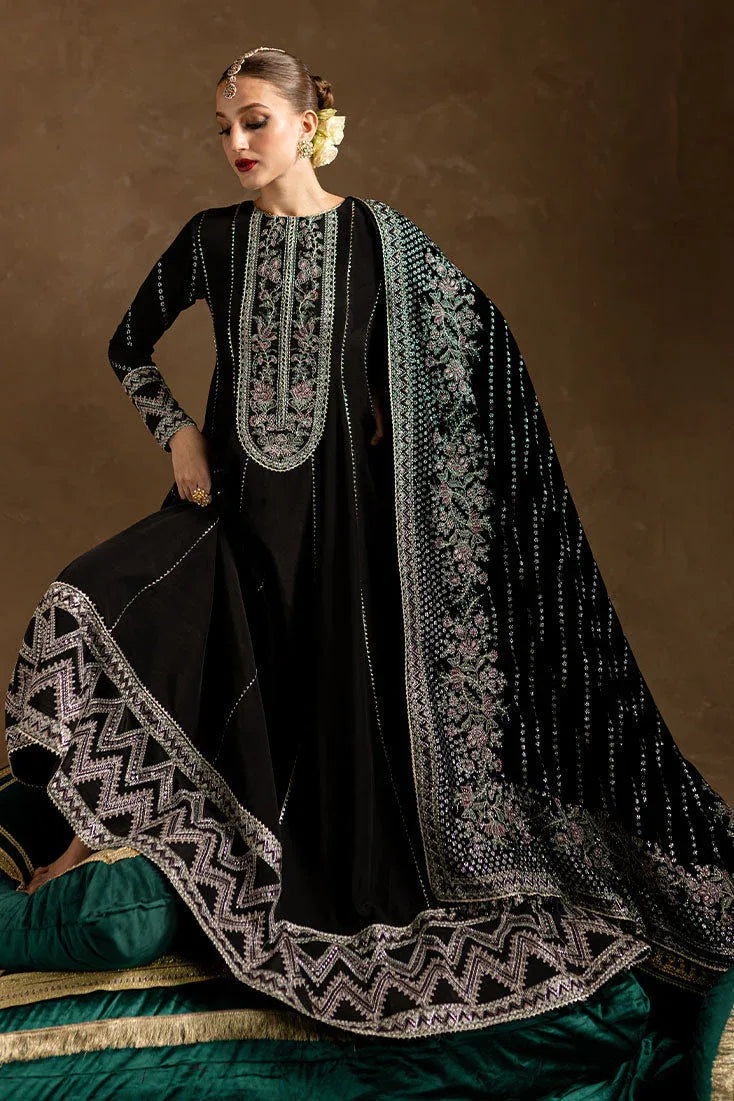 Marjjan | De Rose Velvet | MRV-14 (BLACK) - Aqsa Fabrics