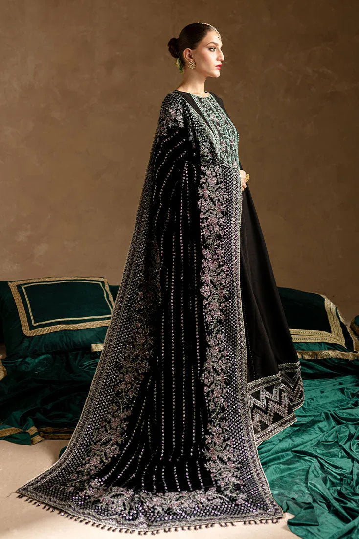 Marjjan | De Rose Velvet | MRV-14 (BLACK) - Aqsa Fabrics