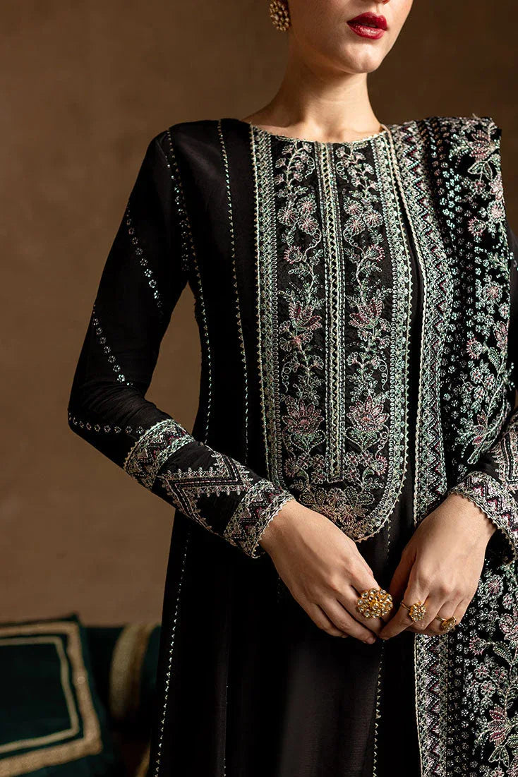 Marjjan | De Rose Velvet | MRV-14 (BLACK) - Aqsa Fabrics