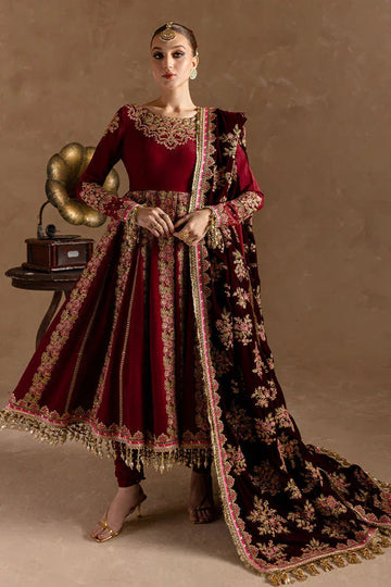 Marjjan | De Rose Velvet | MRV-13 (MEHROON) - Aqsa Fabrics