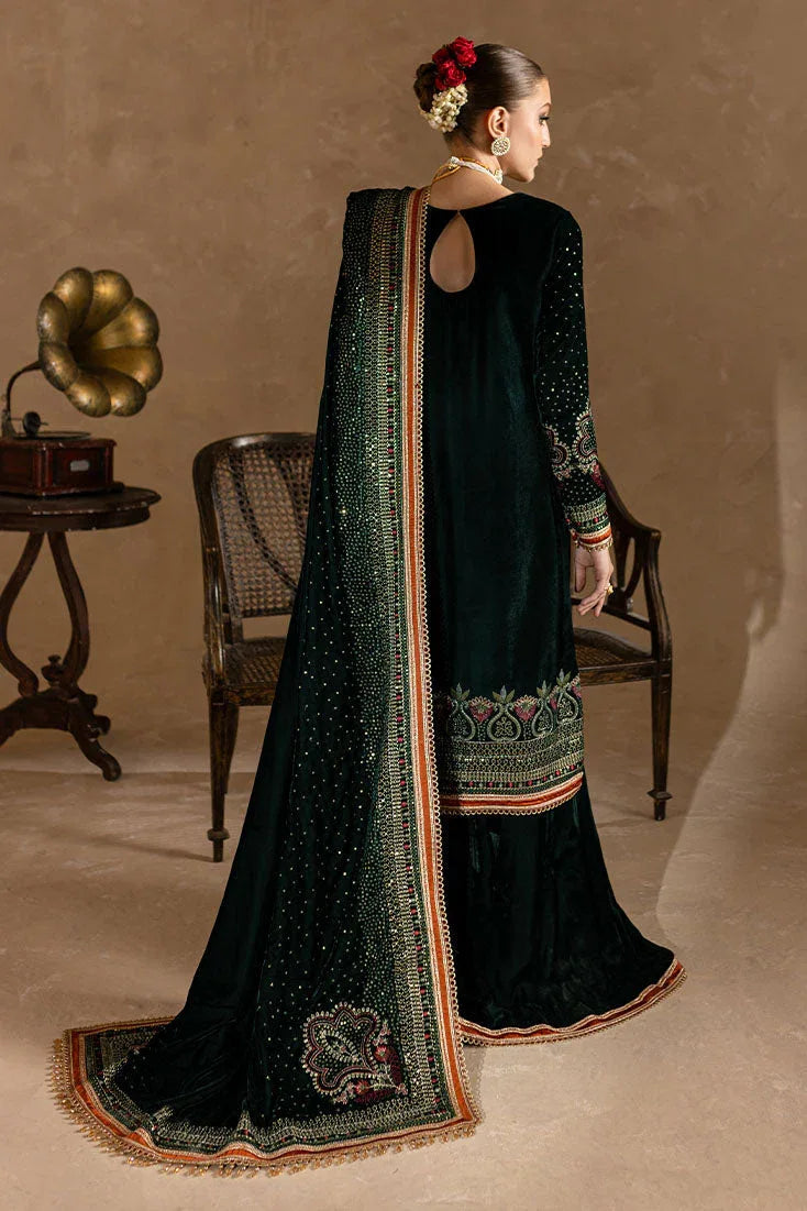Marjjan | De Rose Velvet | MRV-07 (GREEN) - Aqsa Fabrics