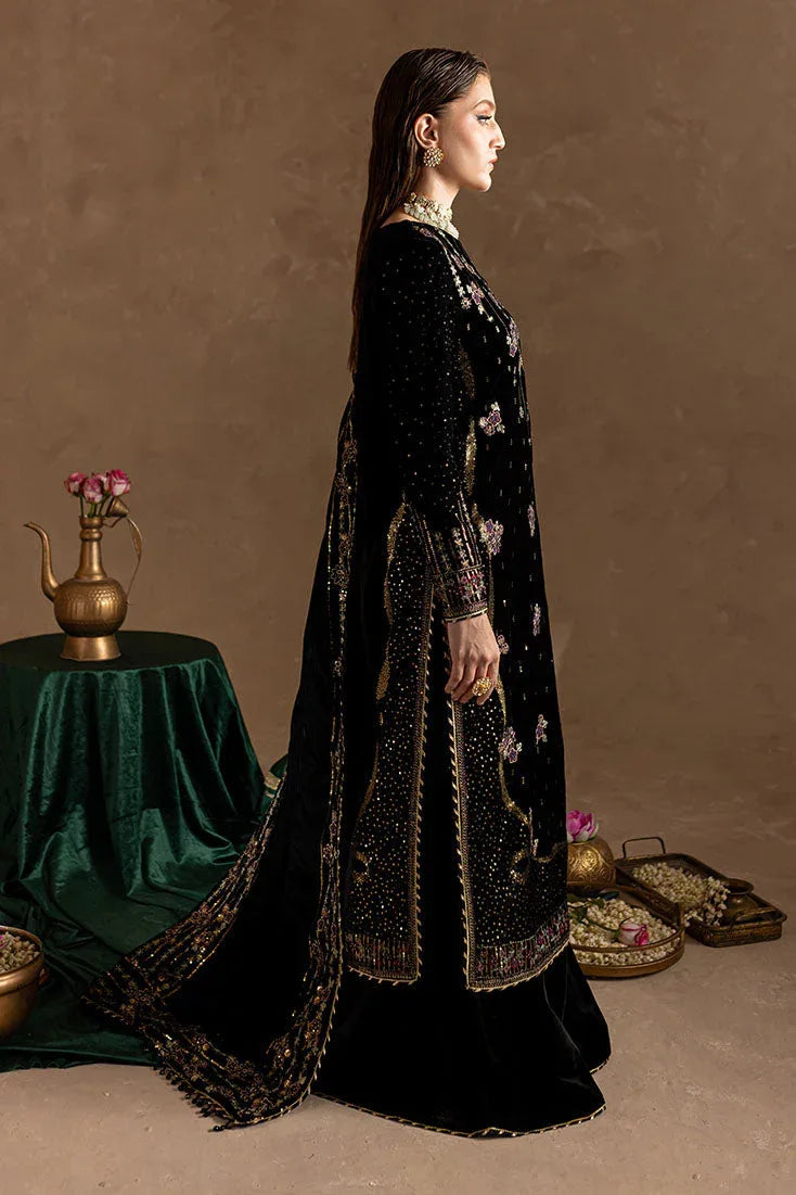 Marjjan | De Rose Velvet | MRV-09 (BLACK) - Aqsa Fabrics
