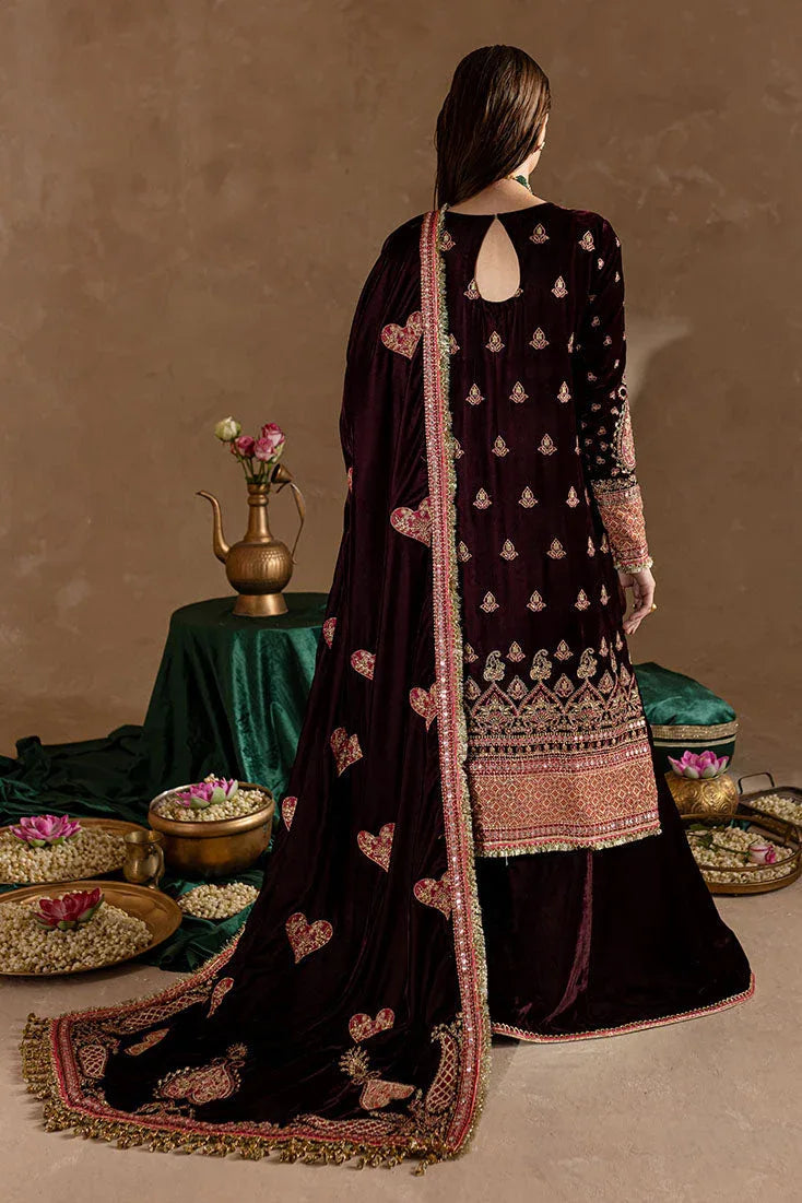 Marjjan | De Rose Velvet | MRV-08 (MEHROON) - Aqsa Fabrics