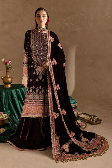 Marjjan | De Rose Velvet | MRV-08 (MEHROON) - Aqsa Fabrics