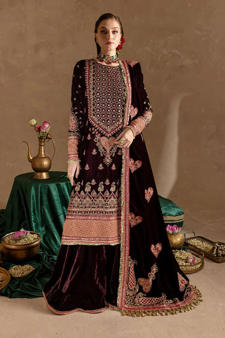 Marjjan | De Rose Velvet | MRV-08 (MEHROON) - Aqsa Fabrics