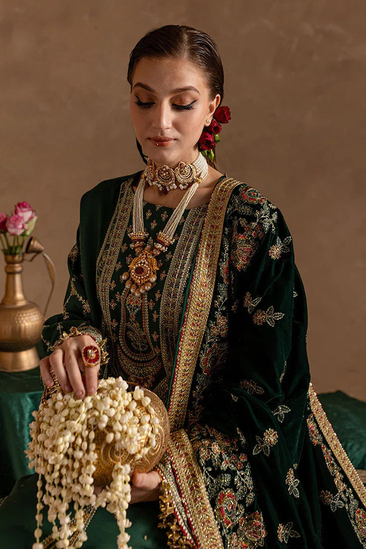 Marjjan | De Rose Velvet | MRV-11 (GREEN) - Aqsa Fabrics
