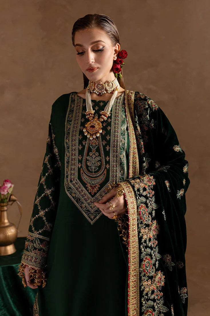Marjjan | De Rose Velvet | MRV-11 (GREEN) - Aqsa Fabrics