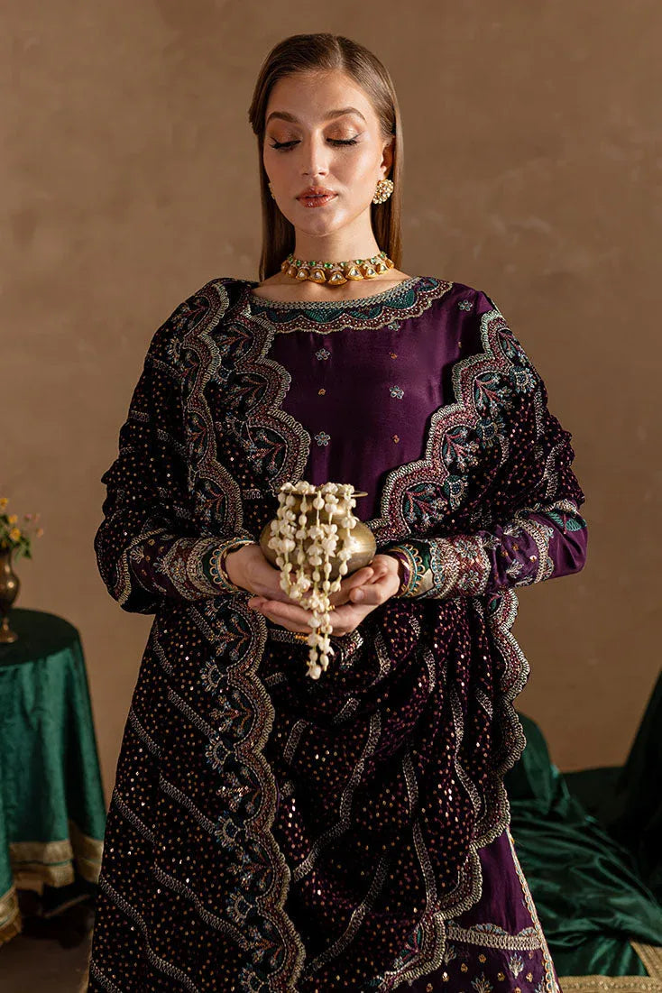 Marjjan | De Rose Velvet | MRV-12 (PURPLE) - Aqsa Fabrics