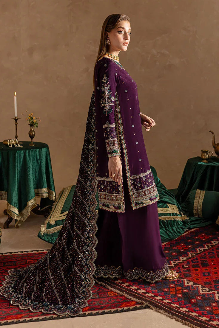Marjjan | De Rose Velvet | MRV-12 (PURPLE) - Aqsa Fabrics