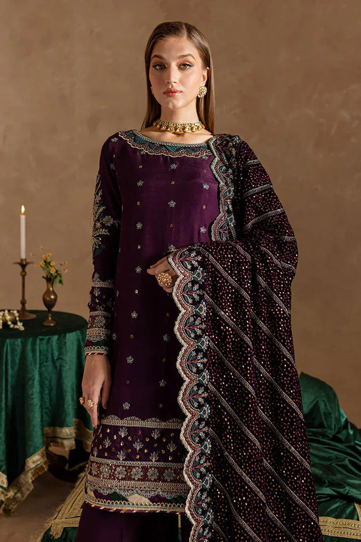 Marjjan | De Rose Velvet | MRV-12 (PURPLE) - Aqsa Fabrics