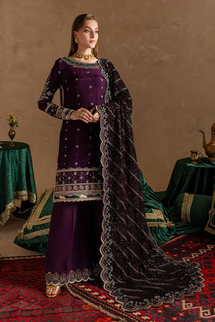 Marjjan | De Rose Velvet | MRV-12 (PURPLE) - Aqsa Fabrics