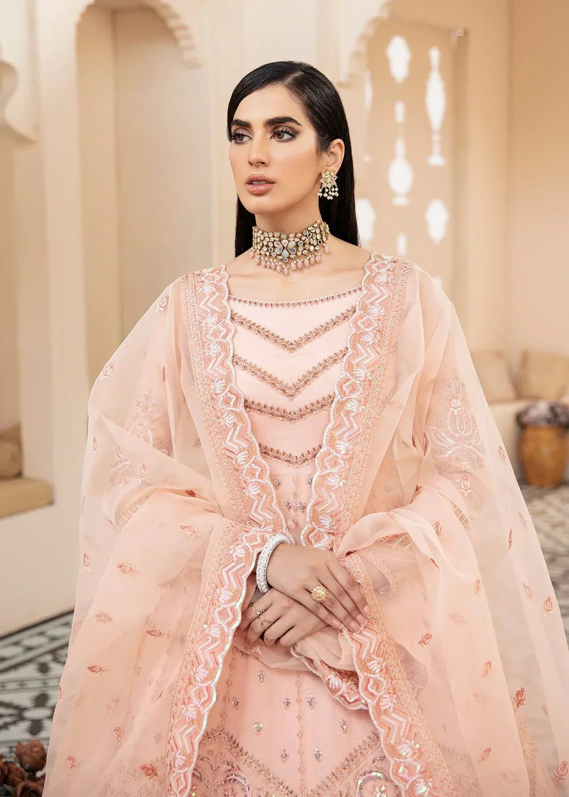 AKBAR ASLAM BLUSH U-1442 FORMAL COLLECTION STITCHED - Aqsa Fabrics