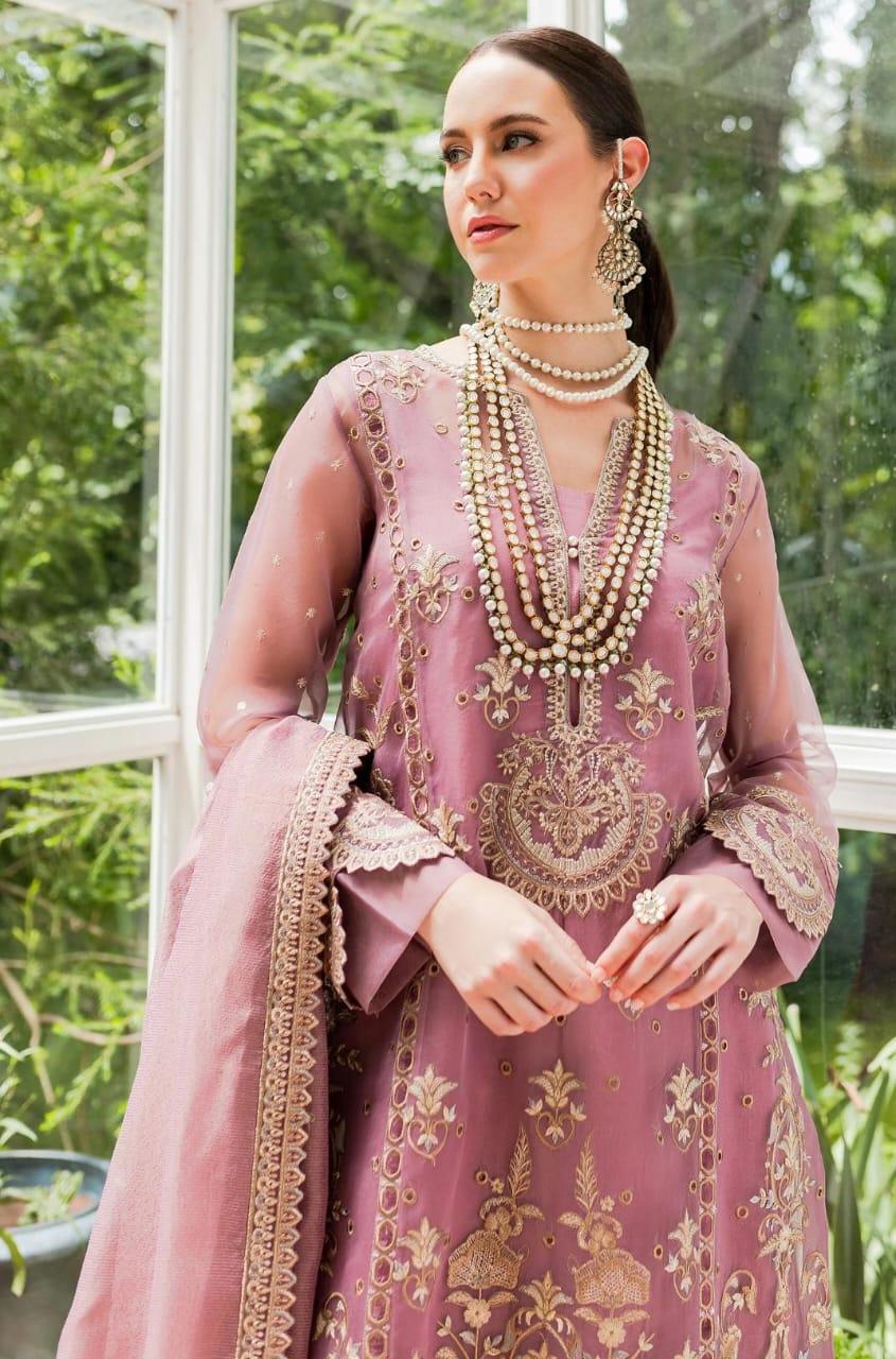 Maryum N Maria | Sorina Luxury Chiffon 23 | Dusty Rose (MW23-509) - Aqsa Fabrics