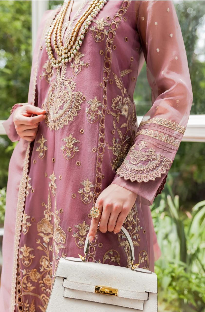 Maryum N Maria | Sorina Luxury Chiffon 23 | Dusty Rose (MW23-509) - Aqsa Fabrics