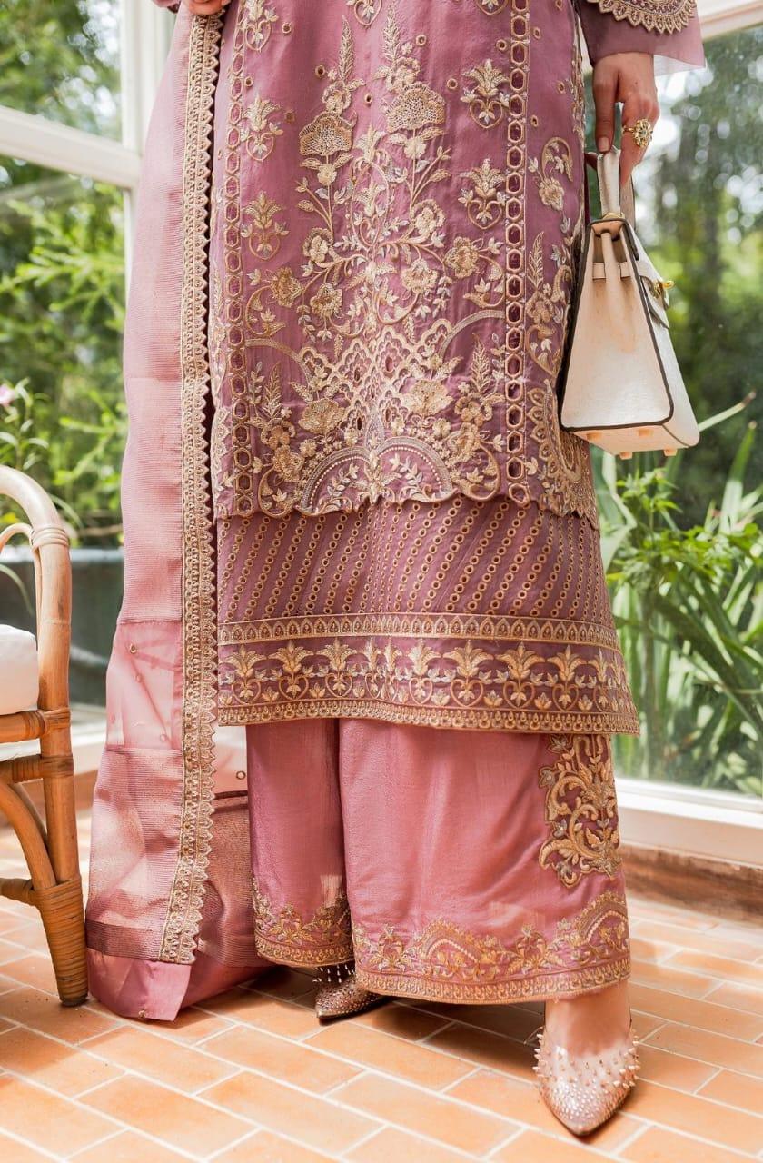 Maryum N Maria | Sorina Luxury Chiffon 23 | Dusty Rose (MW23-509) - Aqsa Fabrics