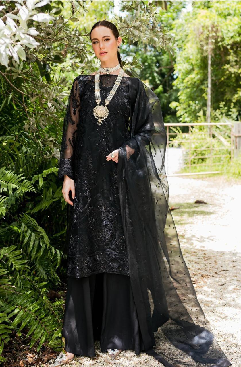 Maryum N Maria | Sorina Luxury Chiffon 23 | Raven (MW23-507) - Aqsa Fabrics