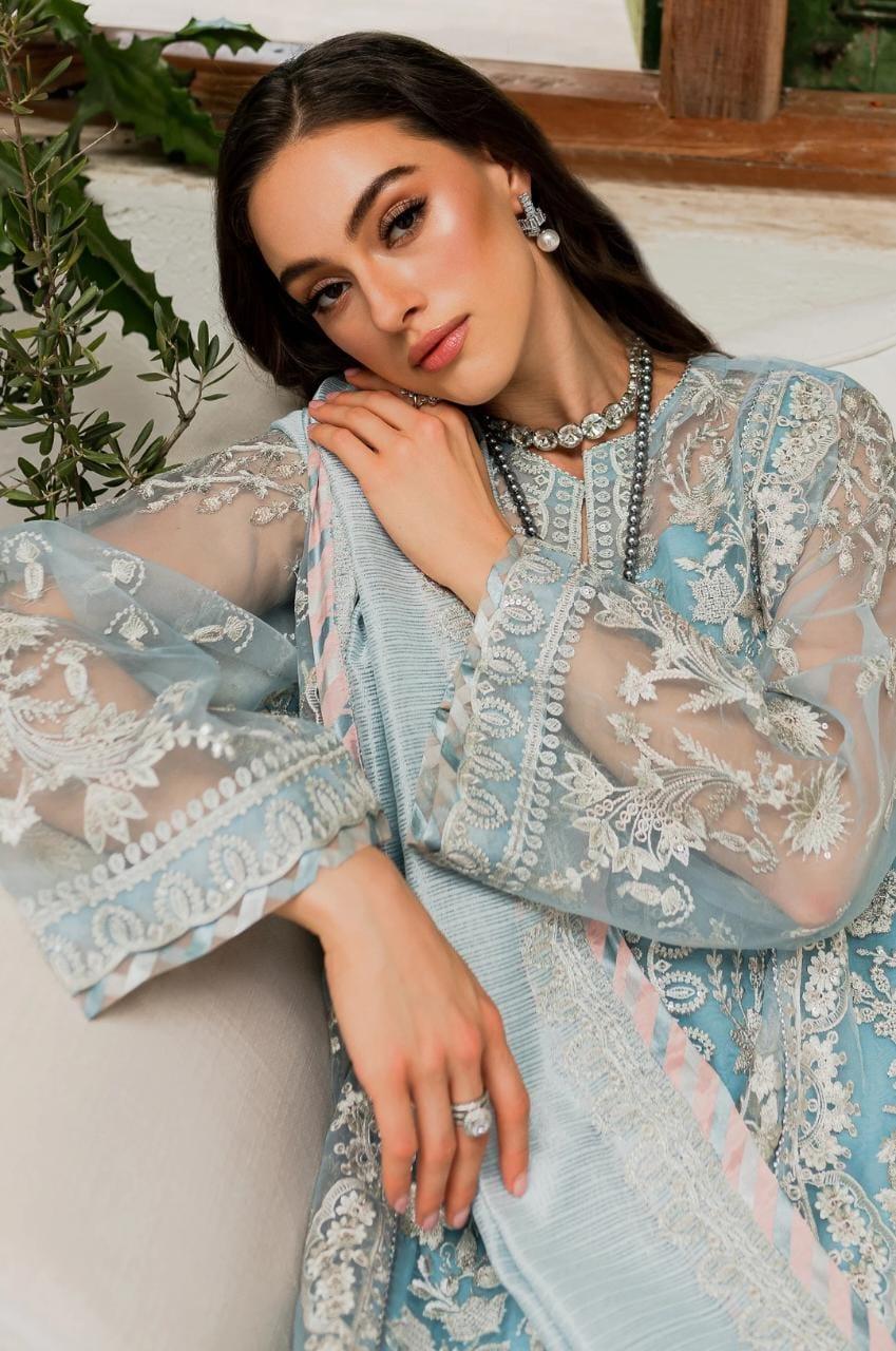 Maryum N Maria | Sorina Luxury Chiffon 23 | Sky Light (MW23-502) - Aqsa Fabrics